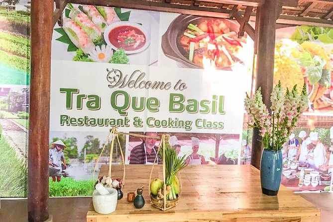 Farmer & cooking class package - Entering Tra Que Basil Restaurant with Chef Blue