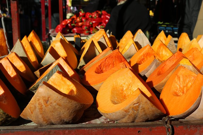 Food Tasting at Locals Favorite Farmers Market in Belgrade - Ajvar and kaymak, Serbia on fresh bread