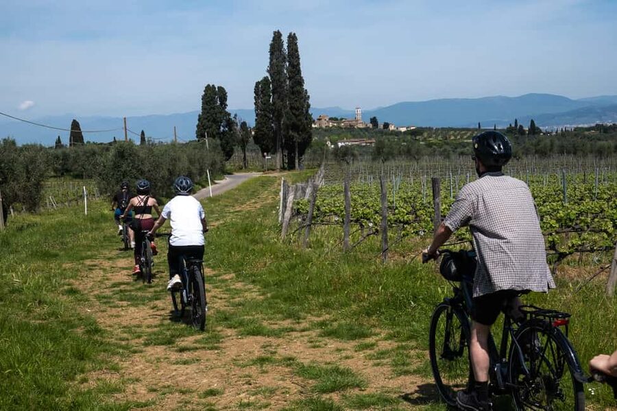 From Florence: Tuscan Hills Biking with Farm Tour and Lunch - The first viewpoint and the morning hills