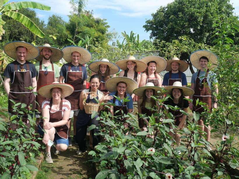 Full Day Thai Cooking Class in Organic Farm and Market - A market lesson before the chopping begins