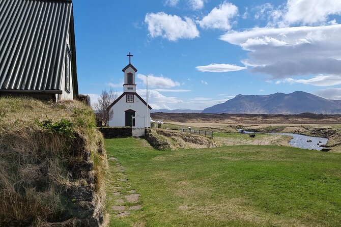 Guided Historical Turf Farm Tour at Keldur - A small church and wide countryside views