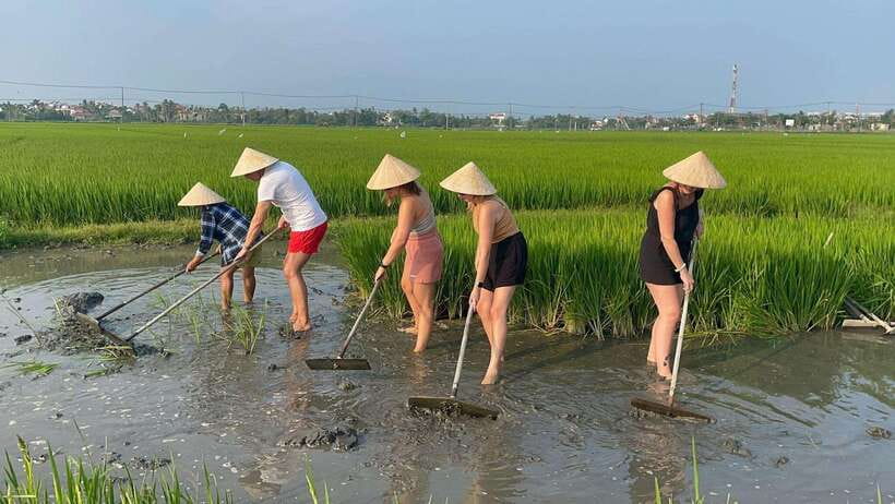 Hoi An: Buffalo riding, Cycling,be a Farmer and Fisher man - Paddling the bamboo basket boat