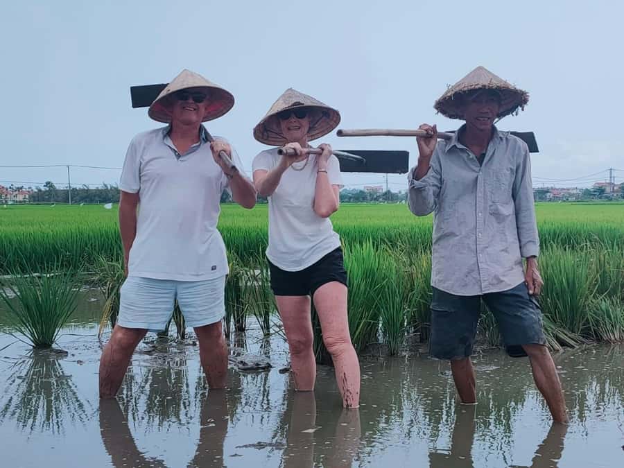 Hoi An: Countryside by Cycling, Buffalo Riding & Do Farming - Making rice milk and cooking banh xeo