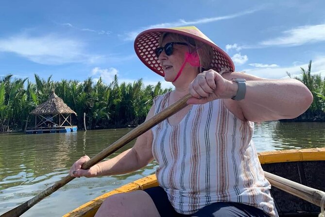 Hoi An Countryside Tour with Bamboo Basket Boat Rowing , Buffalo Ride, Farming - Rowing through Bay Mau Coconut Forest