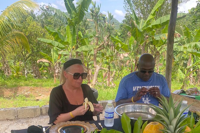 Jamaica Farm Private Dispensary Tour Montego Bay - Fresh fruit, coconut water, and a Jamaican farm-table meal