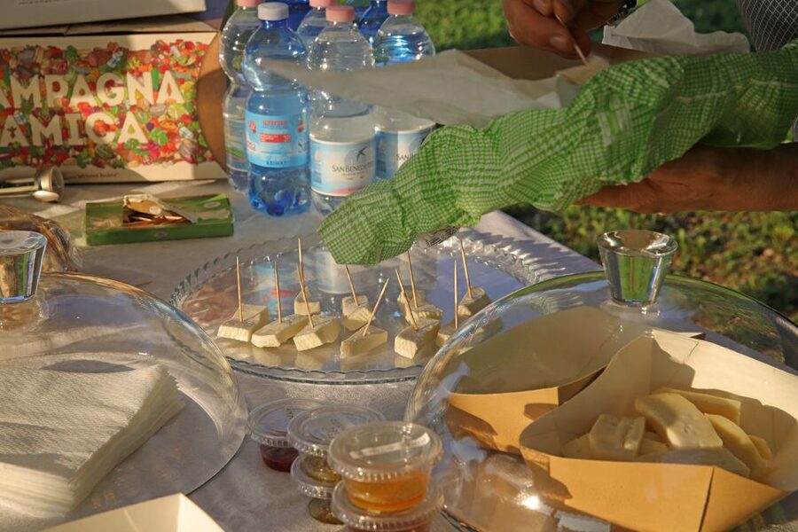 Lazise: Beekeeping Farm Tour and Tasting Experience - Bread, pesto, vegetables, and a glass of wine