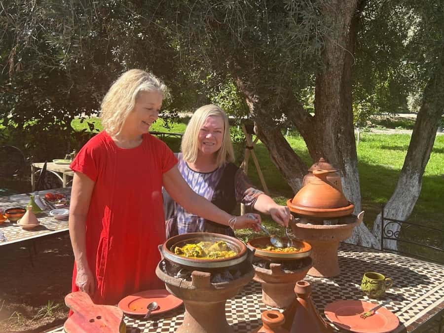 Marrakech: Authentic Moroccan Cooking Class in a Farm - A calm lunch under the trees