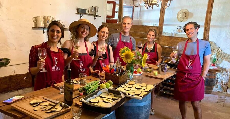 Pick Vegetables at the farm & Cook pasta - Tasting olive oil from three generations