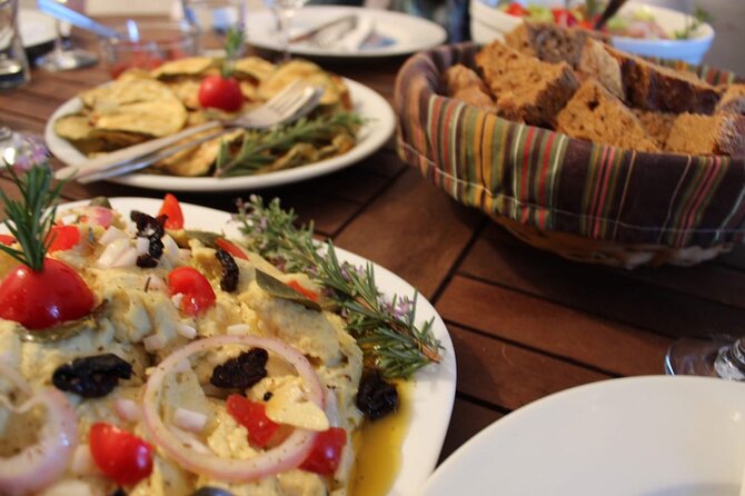 Santorini Family Farm Food & Wine Tour with Cooking Class - From farm produce to a shared Santorini meal
