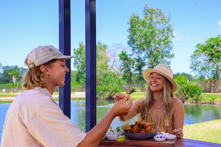 Wonga: Guided Fishing, Farming and Tasting Tour - Fishing the big Barra Pond