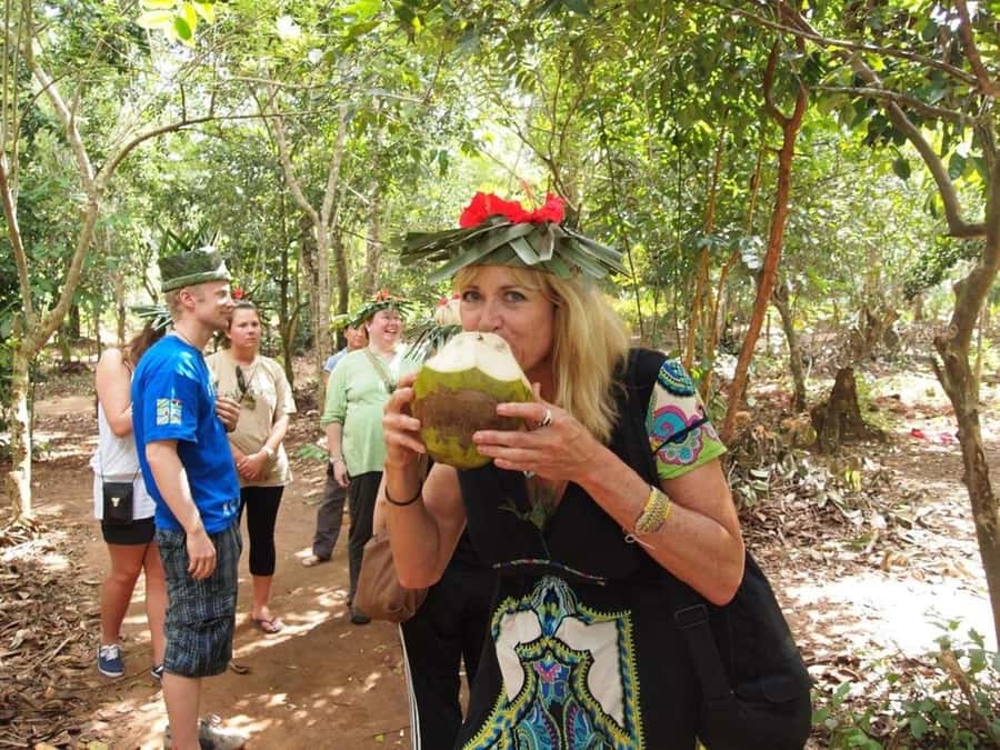 Zanzibar: Spice farm tour with Zanzibar fruits tasting - Palm-leaf rings, glasses, and other decorations